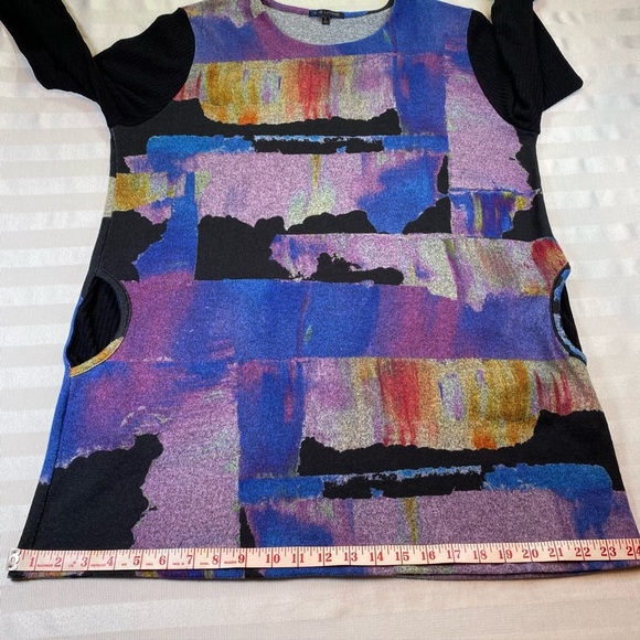 Lily London Women’s Tunic Sweater Top With Pockets Abstract Artsy Boho Sz L - Picture 7 of 15